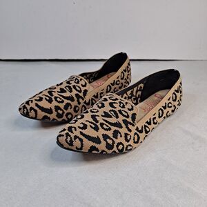 Jellypop Marianne Knit Flats Women's Size 9W Leopard Cheetah Print Comfort